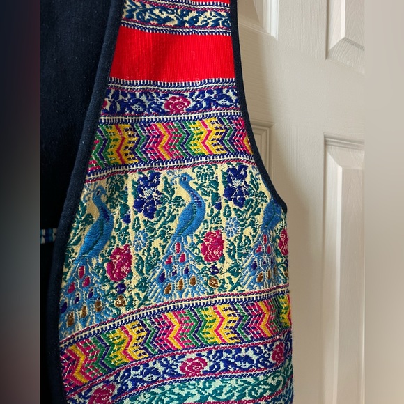 Floral Embroidered Waistcoat Purple Pink Blue Green Multicolored Vest Size Large - Picture 4 of 14